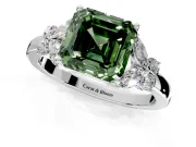 Solitaire Engagement Ring Setting for Fancy Green Asscher Cut Center with Marquise Flower Shoulders and Prong Head in Sterling Silver