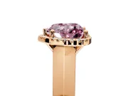 Halo Engagement Ring Setting for Fancy Pink Heart-Shaped Center with Knife Ridge Cathedral Band and Prong Head in Rose Gold