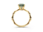 Solitaire Engagement Ring Setting for Fancy Green Princess Cut Center with Bamboo Band and Prong Head in Yellow Gold