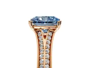 Solitaire Engagement Ring Setting for Fancy Blue Radiant Cut Center with Pave Rail Split Shank and Prong Head in Rose Gold