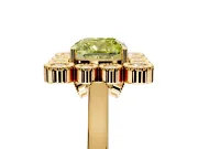 Cluster Halo Engagement Ring Setting for Fancy Yellow Cushion Cut Center with Milgrain Bezel Accents and Prong Head in Yellow Gold