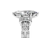 Solitaire Engagement Ring Setting for Marquise Center with Filigree Band and Prong Head in Platinum