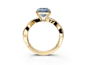 Crossover Engagement Ring Setting for Fancy Blue Princess Cut Center with Pave and Plain Strands and Prong Head in Yellow Gold