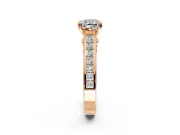 Solitaire Engagement Ring Setting for Cushion Cut Center with Channel Band and Double Claw Prong Head in Rose Gold