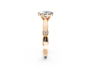 Solitaire Engagement Ring Setting for Oval Center with Carved Leaf Shoulders and Prong Head in Rose Gold