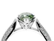 Solitaire Engagement Ring Setting for Fancy Green Marquise Center with Multi-Row Accents and Prong Head in Sterling Silver