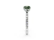 Solitaire Engagement Ring Setting for Fancy Green Cushion Cut Center with Micro Pave Band and Prong Head in Sterling Silver