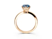 Solitaire Engagement Ring Setting for Fancy Blue Round Cut Center with Plain Band and Tulip Prong Head in Rose Gold