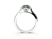 Floral Engagement Ring Setting for Fancy Green Princess Cut Center with Pave Band and Floral Prong Head in Platinum