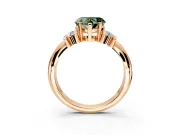 Solitaire Engagement Ring Setting for Fancy Green Heart-Shaped Center with Grooved Bar Accent Band and Prong Head in Rose Gold