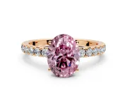 Solitaire Engagement Ring Setting for Fancy Pink Oval Center with Large Accent Band and Prong Head in Rose Gold