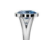 Solitaire Engagement Ring Setting for Fancy Blue Oval Center with V Split Shank and Bezel Head in Platinum
