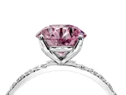 Solitaire Engagement Ring Setting for Fancy Pink Round Cut Center with Fine Pave Accents and Prong Head in White Gold
