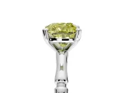 Solitaire Engagement Ring Setting for Fancy Yellow Cushion Cut Center with Bamboo Band and Prong Head in Platinum