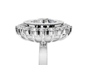 Halo Engagement Ring Setting for Round Cut Center with Milgrain Bezel Rim, Plain Band and Prong Head in Platinum