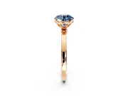 Solitaire Engagement Ring Setting for Fancy Blue Round Cut Center with Thin Rounded Plain Band and Prong Head in Rose Gold