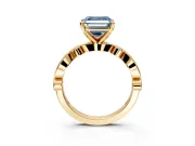 Solitaire Engagement Ring Setting for Fancy Blue Asscher Cut Center with Milgrain Bezel Accents and Prong Head in Yellow Gold
