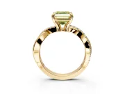 Solitaire Engagement Ring Setting for Fancy Yellow Asscher Cut Center with Half-Pave Crossover Band and Prong Head in Yellow Gold