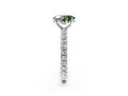 Solitaire Engagement Ring Setting for Fancy Green Oval Center with Shared-Prong Accents and Prong Head in Sterling Silver