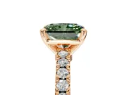 Solitaire Engagement Ring Setting for Fancy Green Radiant Cut Center with Single Row Accent Band and Prong Head in Rose Gold
