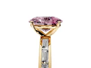 Solitaire Engagement Ring Setting for Fancy Pink Oval Center with Channel Baguette Band and Prong Head in Yellow Gold