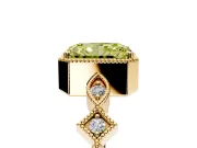 Milgrain Bezel Engagement Ring Setting for Fancy Yellow Radiant Cut Center with Marquise Stations and Bezel Head in Yellow Gold