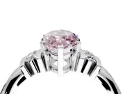 Solitaire Engagement Ring Setting for Fancy Pink Marquise Center with Grooved Bar Accent Band and Prong Head in Platinum