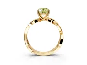 Solitaire Engagement Ring Setting for Fancy Yellow Oval Center with Pave and Plain Crossover Band and Prong Head in Yellow Gold