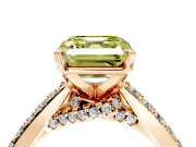 Solitaire Engagement Ring Setting for Fancy Yellow Asscher Cut Center with Crossover Accents and Prong Head in Rose Gold
