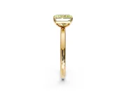 Low-Set Solitaire Engagement Ring Setting for Fancy Yellow Radiant Cut Center with Thin Plain Band and Prong Head in Yellow Gold
