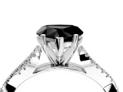 Solitaire Engagement Ring Setting for Fancy Black Heart-Shaped Center with Twisted Pave Split Shank and Prong Head in Sterling Silver