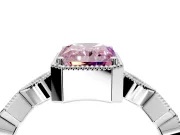 Milgrain Bezel Engagement Ring Setting for Fancy Pink Radiant Cut Center with Marquise Stations and Bezel Head in Platinum