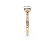 Solitaire Engagement Ring Setting for Princess Cut Center with Fine Pave Band and Prong Head in Yellow Gold