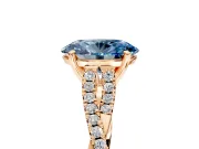 Solitaire Engagement Ring Setting for Fancy Blue Oval Center with Twisted Pave Split Shank and Prong Head in Rose Gold
