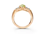 Cluster Engagement Ring Setting for Fancy Yellow Pear-Shaped Center with Round Cut Accent Frame and Prong Head in Rose Gold