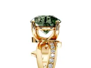 Solitaire Engagement Ring Setting for Fancy Green Round Cut Center with Pave and Plain Crossover Band and Prong Head in Yellow Gold