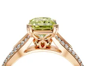 Solitaire Engagement Ring Setting for Fancy Yellow Radiant Cut Center with Pave Rail Split Shank and Prong Head in Rose Gold