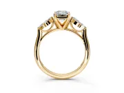 Floral Cluster Engagement Ring Setting for Emerald Cut Center with Marquise Accents and Prong Head in Yellow Gold