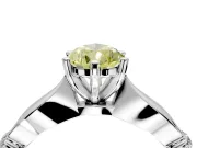 Solitaire Engagement Ring Setting for Fancy Yellow Pear-Shaped Center with Carved Leaf Shoulders and Prong Head in Sterling Silver
