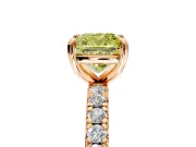 Solitaire Engagement Ring Setting for Fancy Yellow Cushion Cut Center with Shared-Prong Accents and Prong Head in Rose Gold