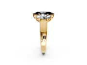 3 Stone Engagement Ring Setting for Fancy Black Marquise Center with Raised Basket Heads and Prong Head in Yellow Gold