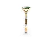 Solitaire Engagement Ring Setting for Fancy Green Oval Center with Bezel Station Band and Prong Head in Yellow Gold