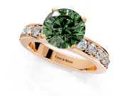 Solitaire Engagement Ring Setting for Fancy Green Round Cut Center with Channel-Set Accents and Prong Head in Rose Gold
