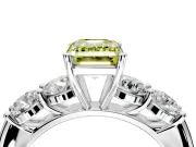 5 Stone Engagement Ring Setting for Fancy Yellow Emerald Cut Center with Graduated Accents and Prong Head in Sterling Silver