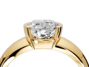 Tension Engagement Ring Setting for Cushion Cut Center with Wide Flat Band and Tension Head in Yellow Gold