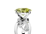 Solitaire Engagement Ring Setting for Fancy Yellow Oval Center with Criss-Cross Accent Band and Prong Head in White Gold