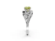 Halo Engagement Ring Setting for Fancy Yellow Cushion Cut Center with Marquise and Pave Bypass Band and Prong Head in Platinum