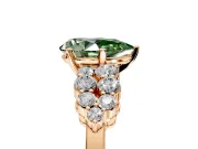 Cluster Engagement Ring Setting for Fancy Green Pear-Shaped Center with 2-Row Shoulder Clusters and Prong Head in Rose Gold