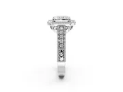 Milgrain Halo Engagement Ring Setting for Radiant Cut Center with Pave Band and Prong Head in Sterling Silver