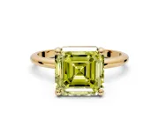 Minimalist Solitaire Engagement Ring Setting for Fancy Yellow Asscher Cut Center with Thin Band and Prong Head in Yellow Gold